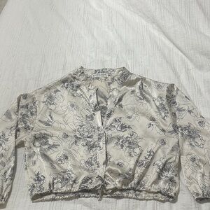 Floral Satin Crop Blouse